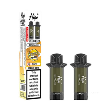 Higo Krystal Pro 600 Prefilled Pods 2 Pack Banana Ice 20mg — buy online at Best UK Wholesaler