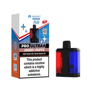 Hayati Pro + 25K Prefilled Pods Red Razz GB - Blue Razz GB 20mg — buy online at Best UK Wholesaler