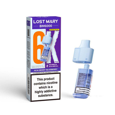 Lost Mary BM6000 Replaceable Pods 12ml Acai Berry Blueberry 20mg — buy online at Best UK Wholesaler