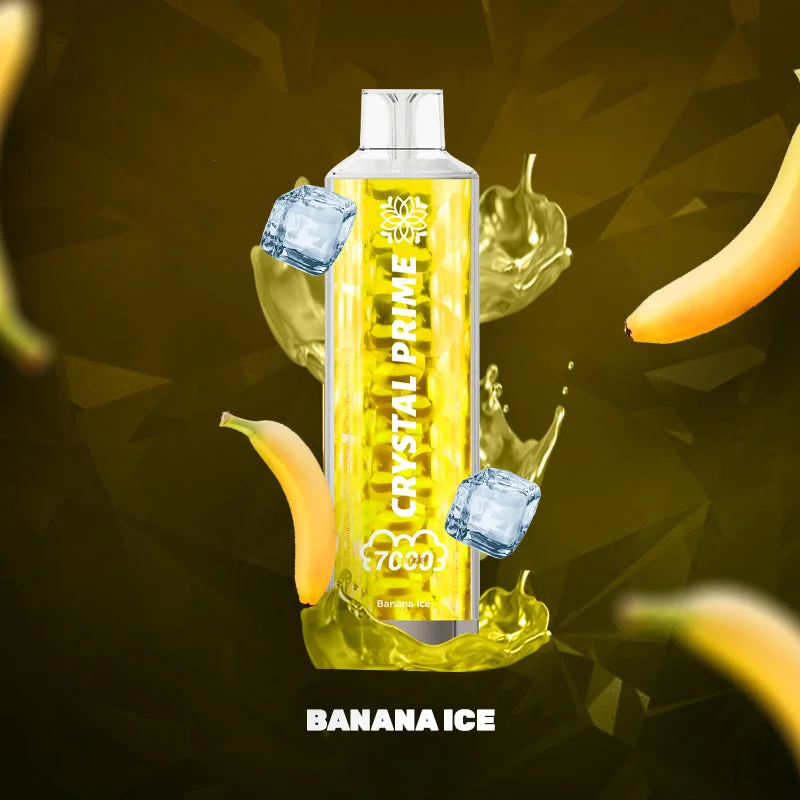 Crystal Prime 7000 Banana Ice flavour artwork, the bestselling line