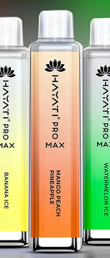 Hayati Pro Max crystal device in Mango Peach Pineapple gradient